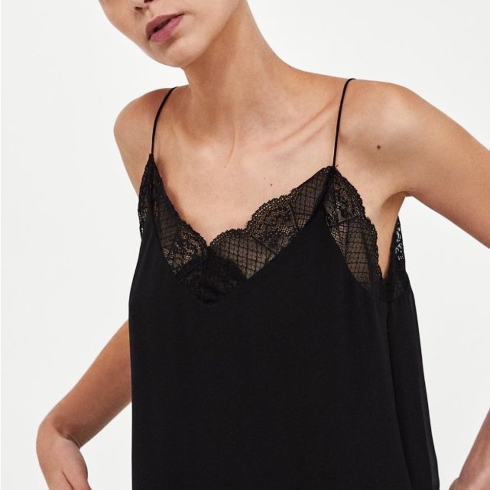 Zara Black Lace Trim Camisole